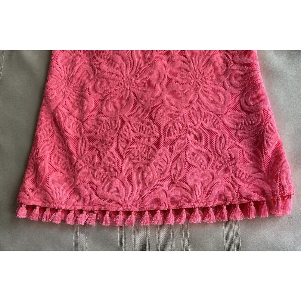 Lilly Pulitzer Maybelle Top SZ XXS Pink Floral Lace Tassel Fringe Sleeveless EUC - Picture 12 of 16